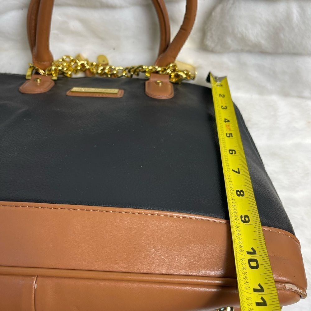 Joy & IMAN faux leather black and brown satchel bag with gold tone accen… - Picture 6 of 11